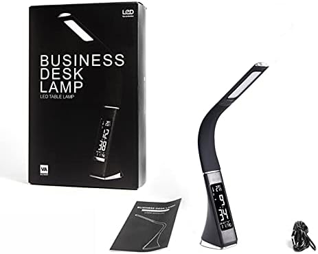 Dioche Desk Lamp, Touch Buttons Table Lamp Study Lamp with Adjustable Angle, Calendar, Clock, Alarm Clock, Temperature and LCD Screen Function for Desk, Office, Reading, Bedroom