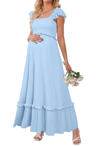 OUGES Damen Sommer Stillkleid Quadratischer Hals Ärmellos Maxi...