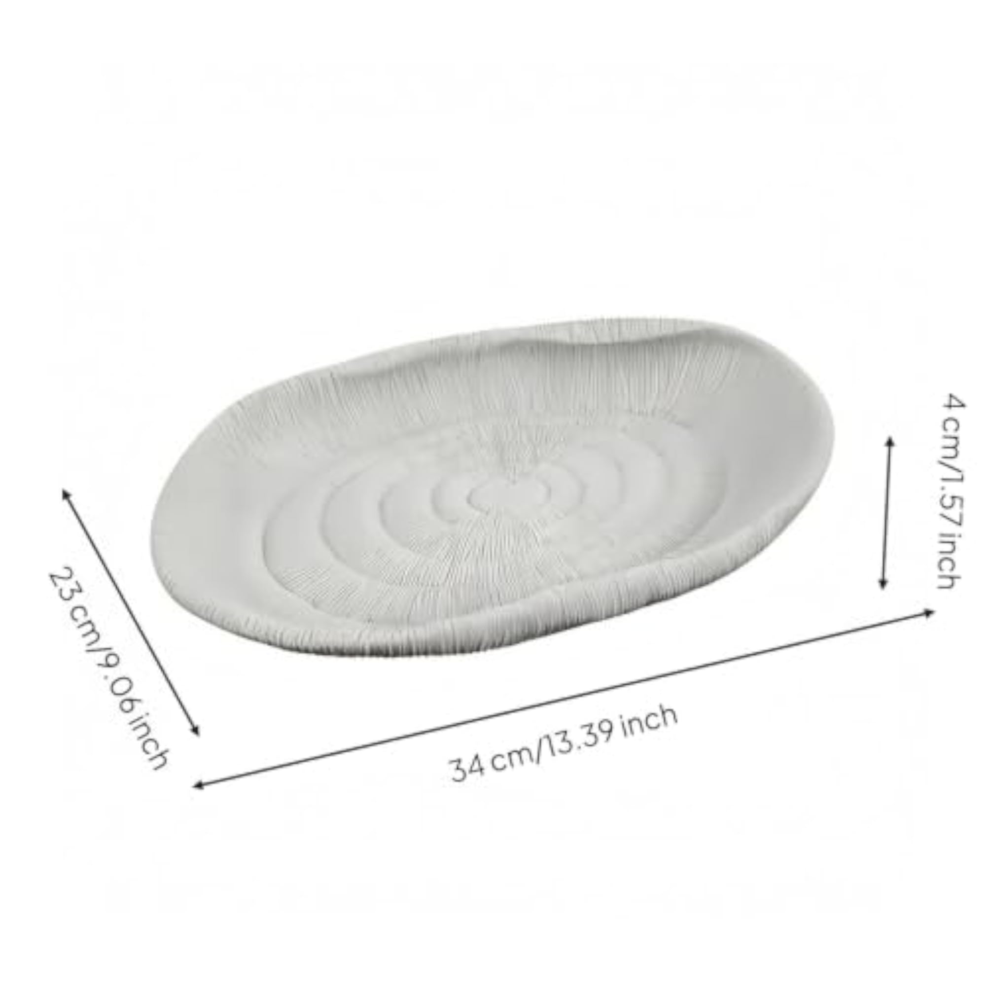 Minimalist Elliptical Platter, Carved Textured Surface