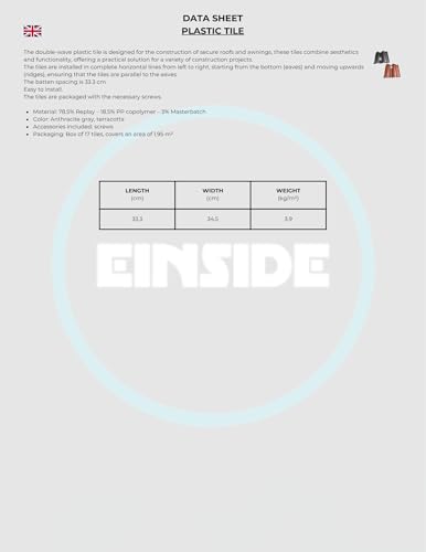 Tejas de doble onda EINSIDE de plástico pack 1,95 m² gris 5