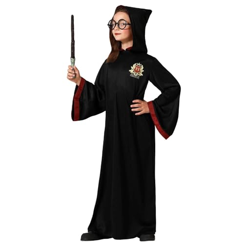 Atosa | Disfraz de Mago Unisex | Niño y Niña | Túnica de Harry Potter Hogwarts con Capa y Sombrero | Varita y Gafas Redondas No Incluidas | Ideal para Halloween, Carnaval y Fiestas |1 12 años