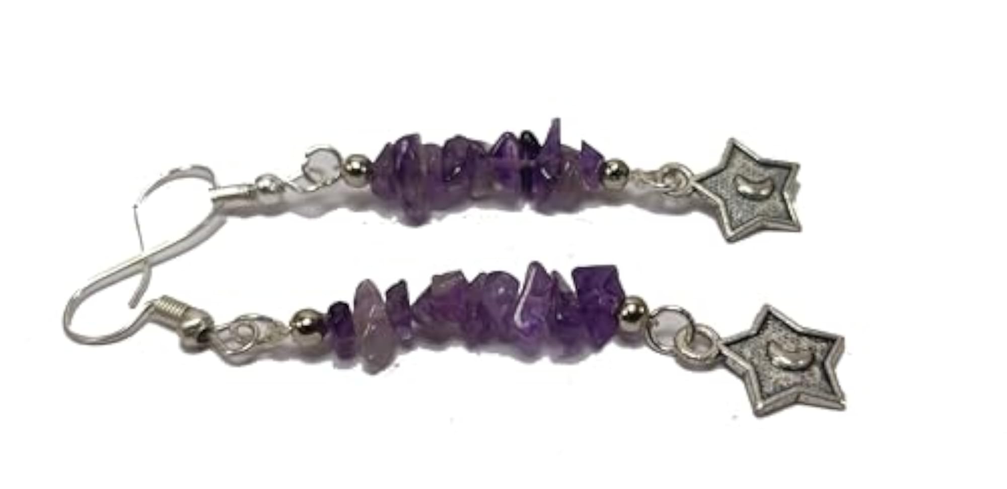 Women's Amethyst Crystal Chips Moonstar Earrings Set
