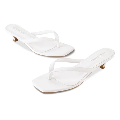 Image of Women's Flip-Flops Kitten Heels Thong Sandals For Women Square Toe Slip On Fashion Summer Dress Sandals