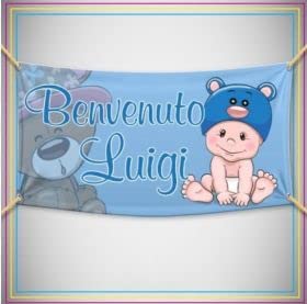 BANNER STRISCIONE NASCITA CON NOME PERSONALIZZABILE - UNICORNO ARCOBALENO ROSA - BANNER PVC ANCHE DA ESTERNO GARANZIA 5 ANNI (200X100 CM