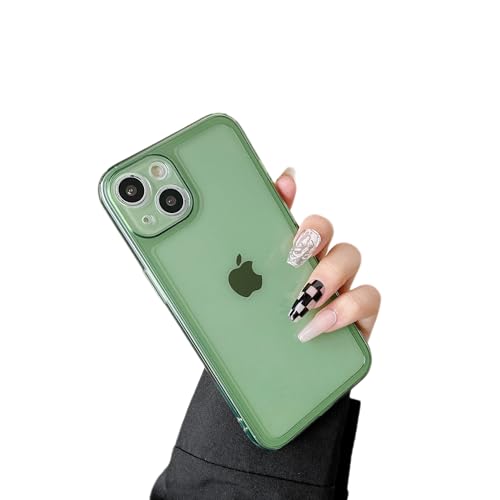 ZTOFERA Case for iPhone 14 Plus 6.7 inch,Cute Clear Soft Silicone Bumper Protective Retro Color Transparent Case - Green