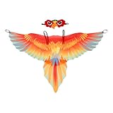 Sewroro Costume d'ailes d'oiseau pour enfants - Cape d'ailes de perroquet avec coiffe d'oi...