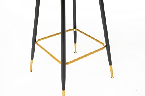 Polibi Modern Bar Chairs Set Of 2, Contemporary Velvet Upholstered Bar Stools Tool & Counter Stools With Nailheads And Gold Tipped Black Metal Legs, Black Leisure Style Bar Chairs #TOP4