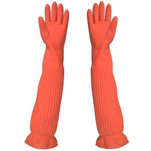 Guantes De Goma Largos - 56 cm Guantes De Goma Extra Largos,Guantes De Trabajo Largos De Goma,Guantes Hogar Manga Larga,Guantes Limpieza Cocina,Guantes Goma Limpieza,Guantes Domésticos Reutilizables