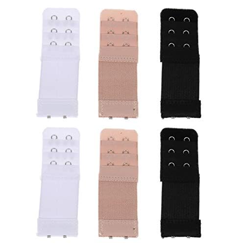 Extensores de sutiã elástico Healifty para mulheres, 3 cores, 6 peças
