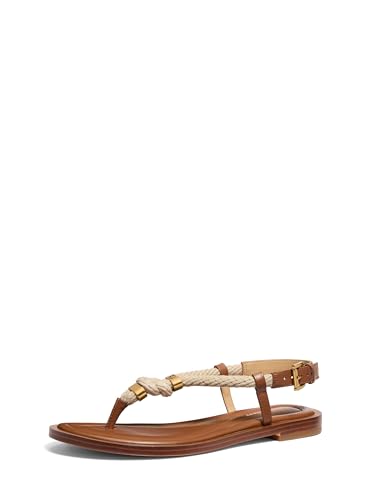 Michael Kors Women's Hera Flat Thong, Leather/Luggage, 8