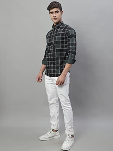 Image of Majestic Man Slim Fit Cotton Casual Check Shirt for Men