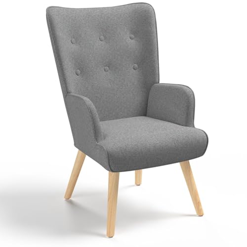 IDMarket - Poltrona scandinava Ivar in tessuto grigio chiaro