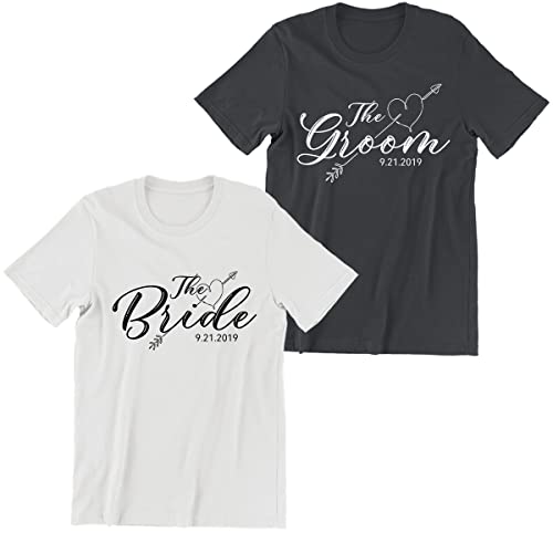 Personalized Bride and Groom Shirts Custom Date Couple Matching Shirts Gift for Men Women Anniversary Married Valentines Day