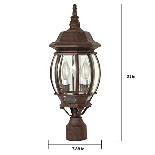 Image of Nuvo 60 /898, 3-Light Outdoor Post Lantern, Bronze, Beveled Glass
