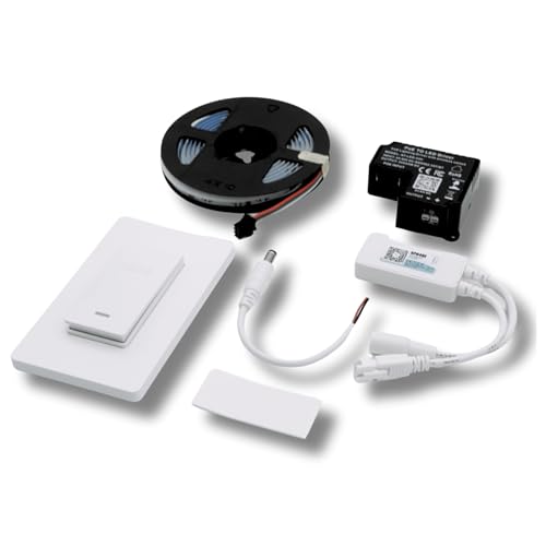 PoE Texas RGB LED Strip Lighting Kit - Plug & Play PoE Driver with COB LED Strip - Wireless Light Switch & App Control - Individually Addressable Color Changing Dotless Lights for Home or Office