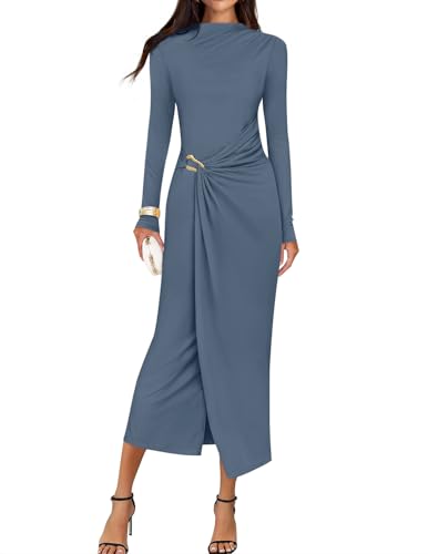 ZESICA Women's 2025 Fall Long Sleeve Bodycon Dress Mock Neck