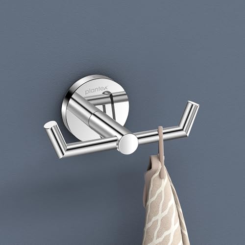 Image of Plantex 304 Grade Stainless Steel Bathroom Hooks for Hanging Towel and Clothes in Bathroom /Washroom - Oreo (Chrome)