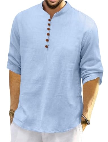 Image of FINIVO FASHION Men's Solid Cotton Blend Regular Fit Straight Kurta with Roll of Sleeve and Classic Collar, Pack of 1