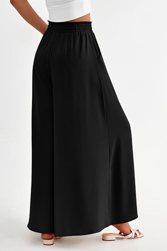 PRETTYGARDEN Women's 2025 Summer Wide Leg Palazzo Pants High Waisted Flowy Pockets Trendy Casual Lounge Boho Beach Trousers3