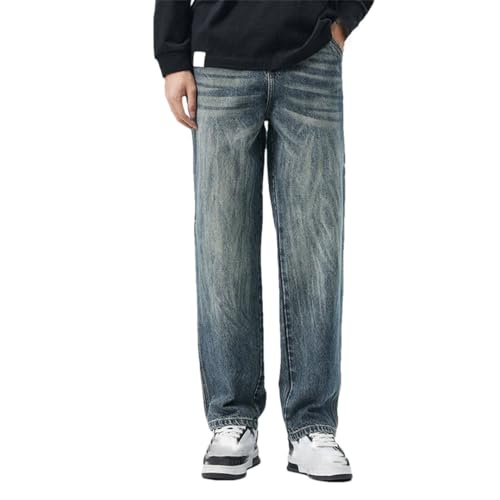 Men's Baggy Jeans Wide Leg Pants Loose Straight Full Length Designer Denim Trousers