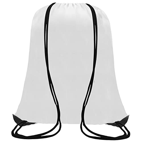 Topspeeder 60 Pieces Drawstring Backpack Bags Sports Sackpack Bulk Cinch Gym Bag For Women Men Outdoor Sports Backpack（White） #TOP1
