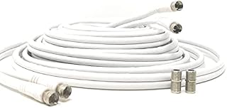 MainCore 10M long Twin Double Satellite F Type Plug to Socket RG6 Normal or Extension Coax Cable, Lead, Cord with 2 Couplers Adapters Compatible With Sky Q, Sky HD, Sky+, Freesat, Virgin.etc White