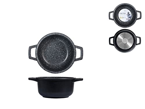 Home Pietra Casseruola Antiaderente con 2 Manici, Pietra, Nero, 16 cm