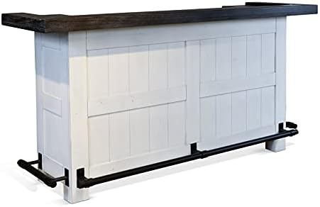 Miniatura 7 de Pemberly Row Armario de madera de granja de 78 pulgadas con estante para vasos, estante para vino para comedor y cocina en blanco roto marrón oscuro