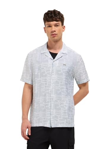 Image of THE BEAR HOUSE Men's Blue Tailored Fit Full Sleeve Cotton Printed Shirt
