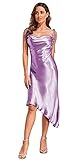 Modegal Women's Satin Adjustable Straps Backless Cowl Neck Sleeveless Asymmetric Hem Cocktail...