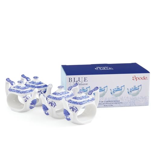 Spode 1808416 Blue Italian Teapot Napkin Rings Set Of 4 thumb #4