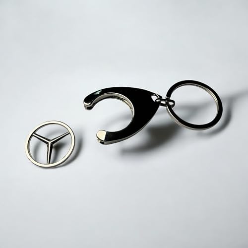 Mercedes Original Schlüsselanhänger mit Einkaufswagenchip, verchromt, TOP Qualität