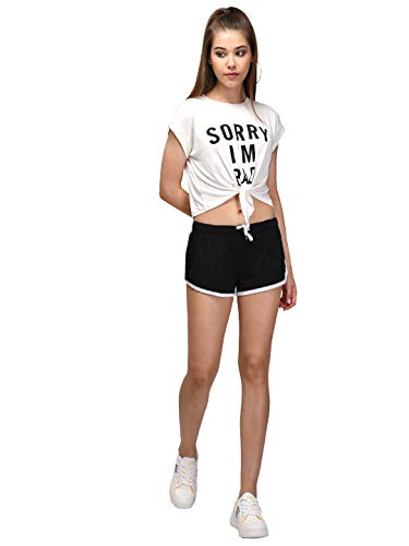 Image of KOTTY Black Plain Women Night Shorts (Black,26)