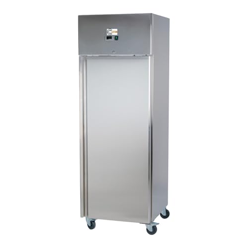 Cleiton® Armario Refrigerado de 1 Puerta de 68 cm Refrigeración Ventilada | Armario Frigorífico Vertical de Acero Inoxidable Capacidad 430L - 3 Estantes y 480W | Hostelería, Restaurantes y Bares