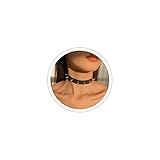 ONBRIG Gargantilla de piel sintética negra, gargantilla gótica con tachuelas, corazón con pinchos, collar gótico punk, joyería de Halloween para mujer (3 puntas)