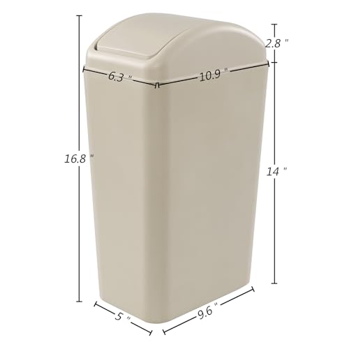 Caneca de Basura Plástica Slim 3.2 Gal Khaki 14L miniatura 2