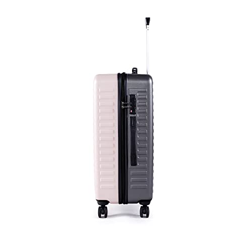 Image of THE ASSEMBLY Hard-Sided Unbreakable Polycarbonate Medium Checkin Carry-On Luggagebag With Spinner Wheels For Travel - Ivory Grey (24 Inches, 60L)