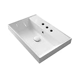 Scarabeo 5109 - Lavello rettangolare Teorema a tre fori in ceramica, colore: Bianco