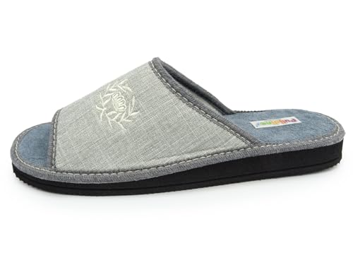 PULIDINES - Zapatilla de Caballero de Toalla para Verano con Suela de Piso eva Hombre Talla: 40 Color: Gris
