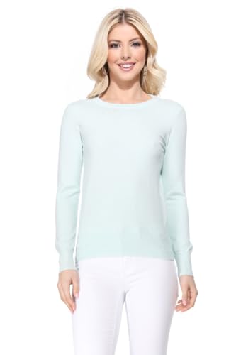 Image of YEMAK Women's Knit Sweater Pullover - Long Sleeve Crewneck Basic Classic Casual Knitted Soft Lightweight T-Shirt Top