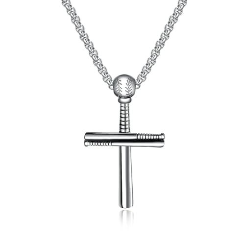 Collier pendentif baseball croix hommes acier inoxydable mode hip hop