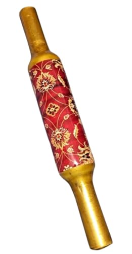 Image of Modern Floral Design Marble Chakla Wooden Belan | Printed 10 Inch Enamel Roti Maker with Belan | Heavy Duty Non-Slip Chakla for Roti, Chapati, Paratha |Kitchen Rolling Board (1 Set) (2.RED Gold)