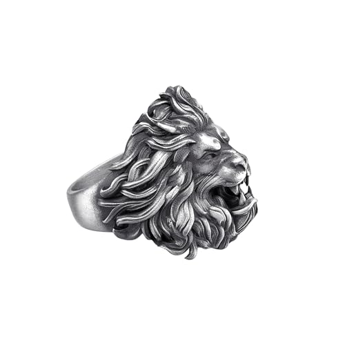 Sterling Silver African Lion Signet Ring, Majestic Leo Zodiac Gift, Wild Lion Animal Ring, Handmade Silver Signet Jewelry, Gift For Him