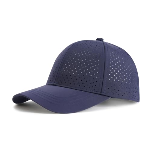 Image of FEINION Men Summer Adjustable Performance Hat Breathable Snapback Laser Perforated Mesh Baseball Cap