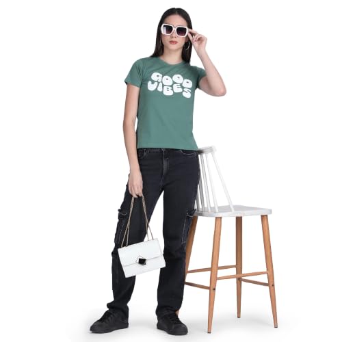 Image of Women's Slim Fit Graphic Printed T-Shirt | Soft 100% Cotton Fabric | Round Neck Half Sleeve Casual Top, Travel & College Pack of 2 Set