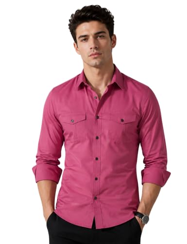 Image of Men's Double Flap Pocket | Regular Fit | Solid Spread Collar | Versatile Everyday Office Wear Comfortable |Stylish Design | Shirt