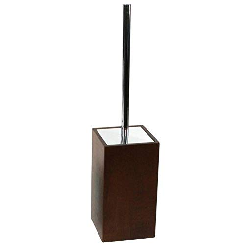 Image of Gedy Papiro Square Toilet Brush Holder Made of Wood, Brown