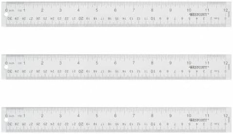 Westcott Acrylic Clear Ruler, Easy-to-Read Markings, Scratch-Resi...