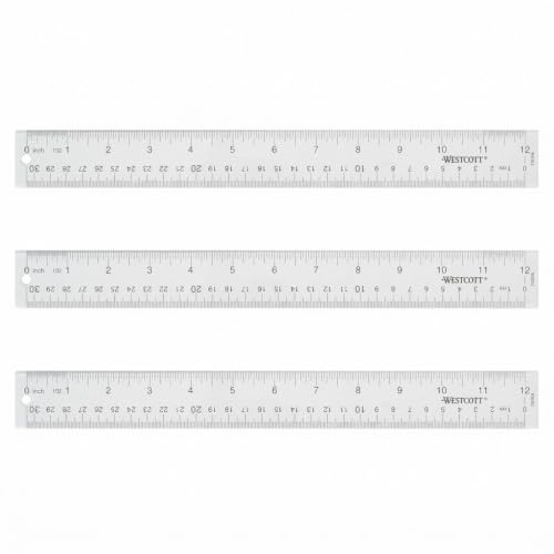 Image of Westcott Acrylic Clear Ruler, Easy-to-Read Markings, Scratch-Resistant Design, Raised Beveled Edges, for Crafting, Office, Classroom, Back to School Supplies, 12-Inch