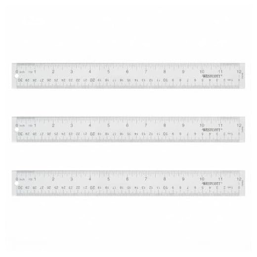 Westcott 10562 Acrylic Clear Ruler, 12 In